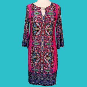 Sunny Leigh Y2K Colorful Paisley Shift Dress Size S Preowned